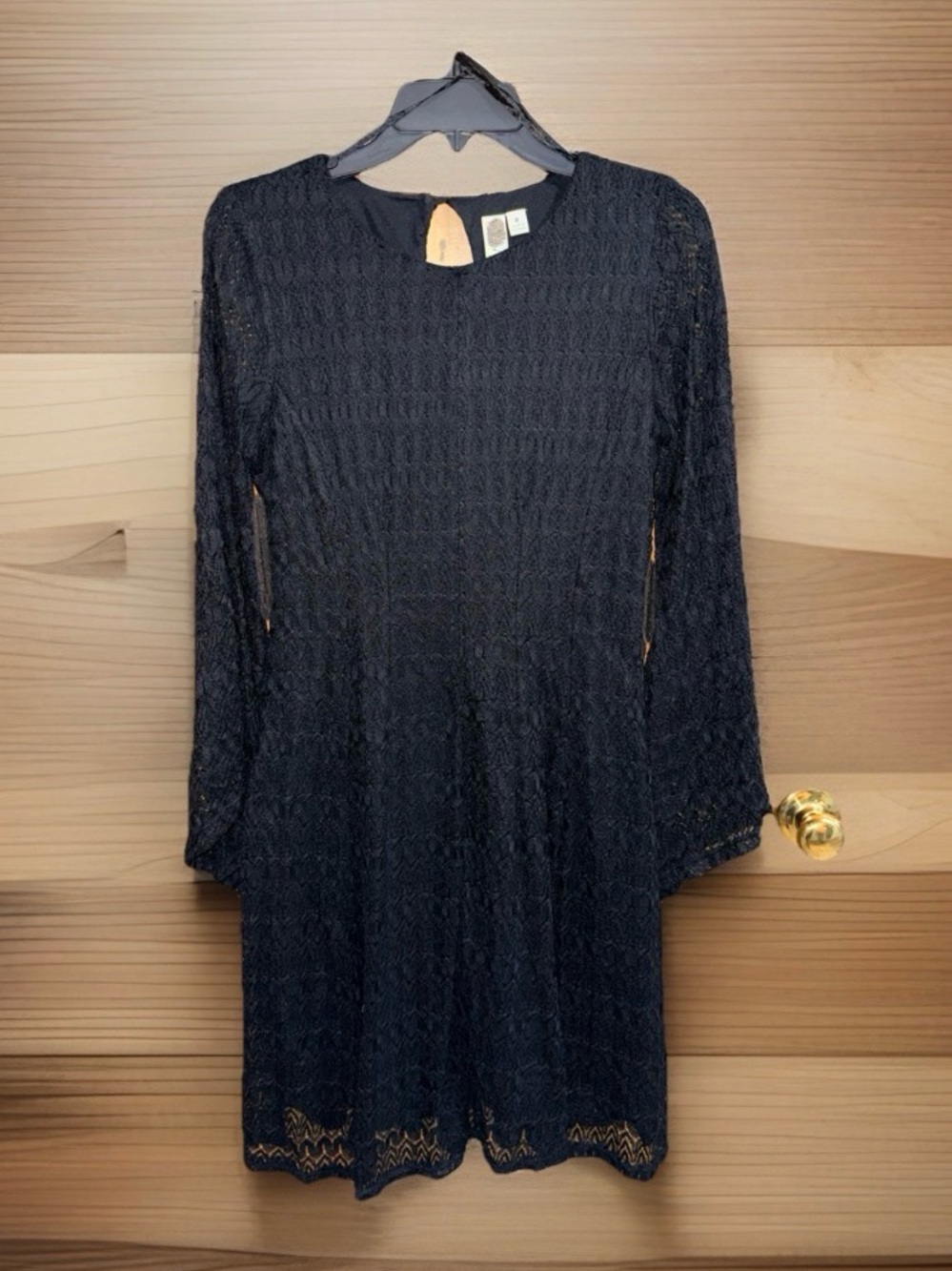 NwoT Emma & Michele Black Long-Sleeve Lace A Line Dress-M-EC
